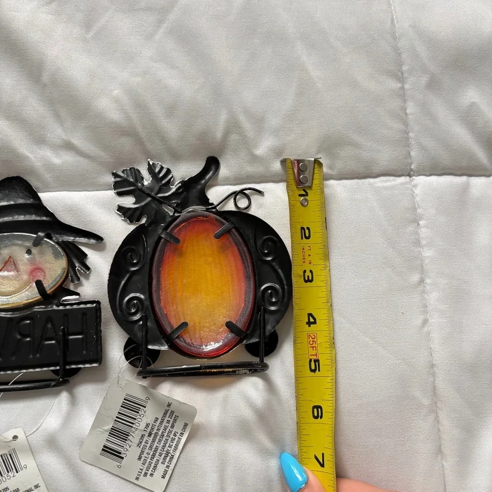 NWT Greenbrier International Fall Metal Pumpkin Scarecrow 3 Sun Catchers Sitters
